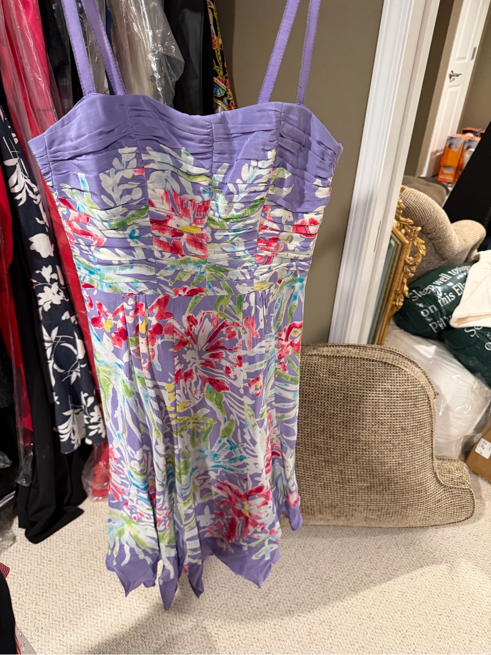 Nanette Lepore Lavender Strapless Floral Sundress